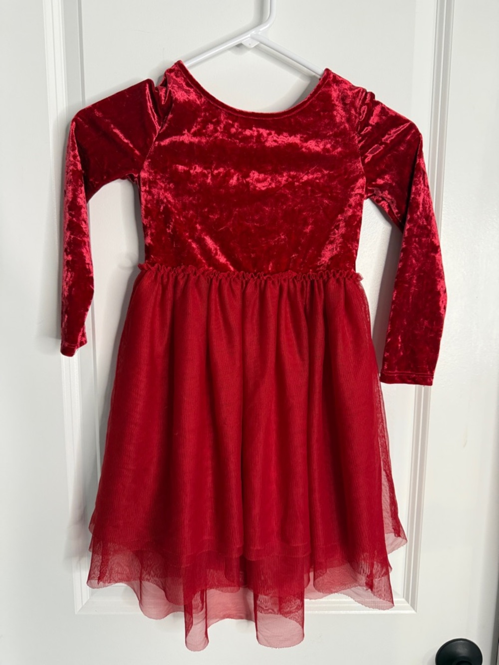 Girls Red Velvet Tulle Dress XS 4/5